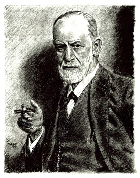 Sigmund Freud 01 Signed Original Charcoal Drawing Of Etsy