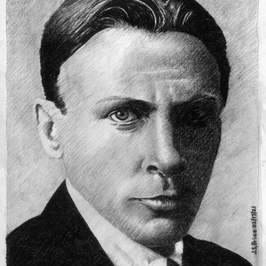 Mikhail Bulgakov 01 - limited, signed print of original charcoal drawing of photograph