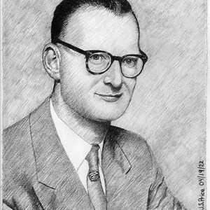 Arthur C. Clarke 01 - signed original charcoal drawing