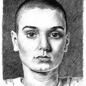 Sineád O&#39;Connor 01 - original charcoal drawing
