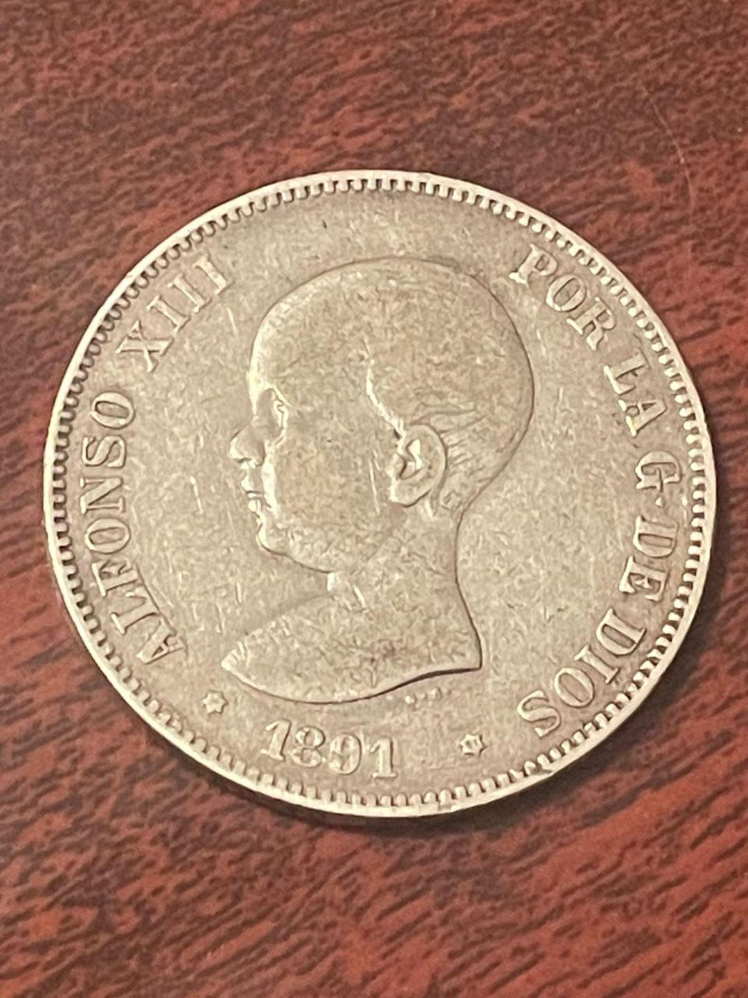 スペイン　5ペセタ　銀貨 1891年 オリジナルスペイン銀貨 | 5ペセタ – 1891年 | 良好な状態 - Etsy 日本