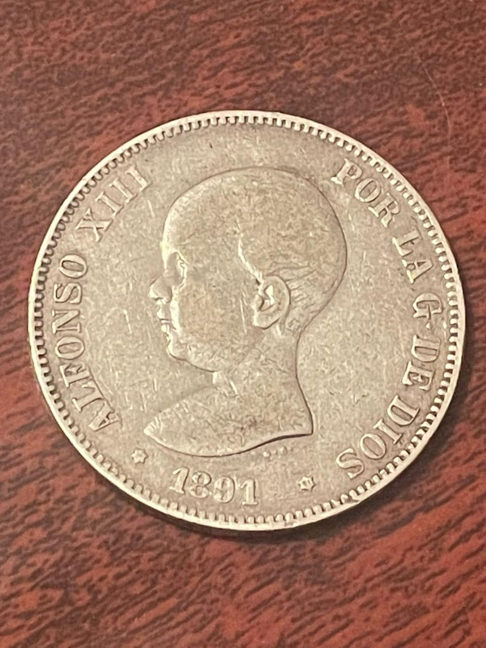 スペイン　5ペセタ　銀貨 1891年 オリジナルスペイン銀貨 | 5ペセタ – 1891年 | 良好な状態 - Etsy 日本