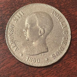 Replica Spanish Coin – 5 Pesetas Alfonso XIII – 1890 (Period Fake Coin)