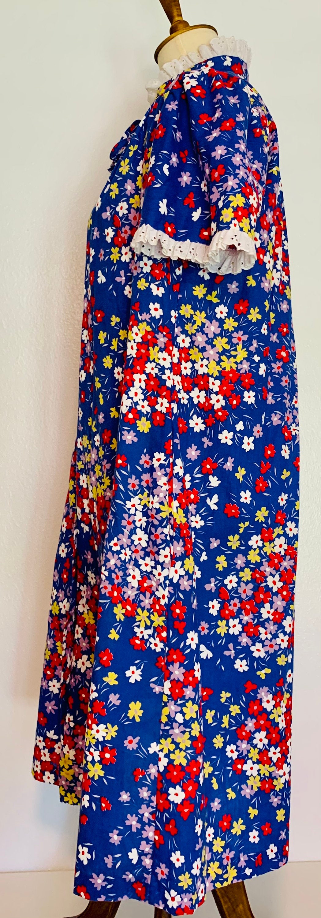 Vintage Blue Floral House Coat by Tommies Etsy