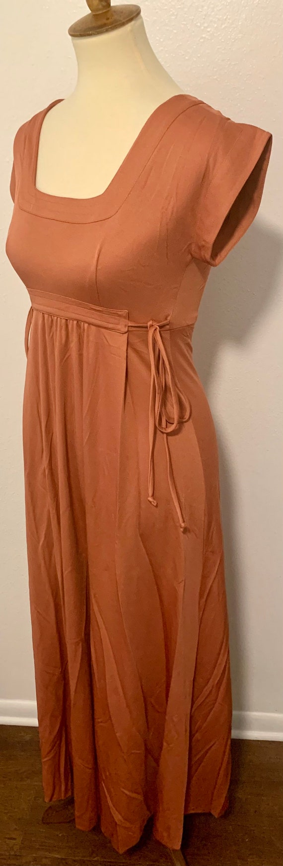 Vintage 70s Rosy Pink Dress with Side Ties - image 7