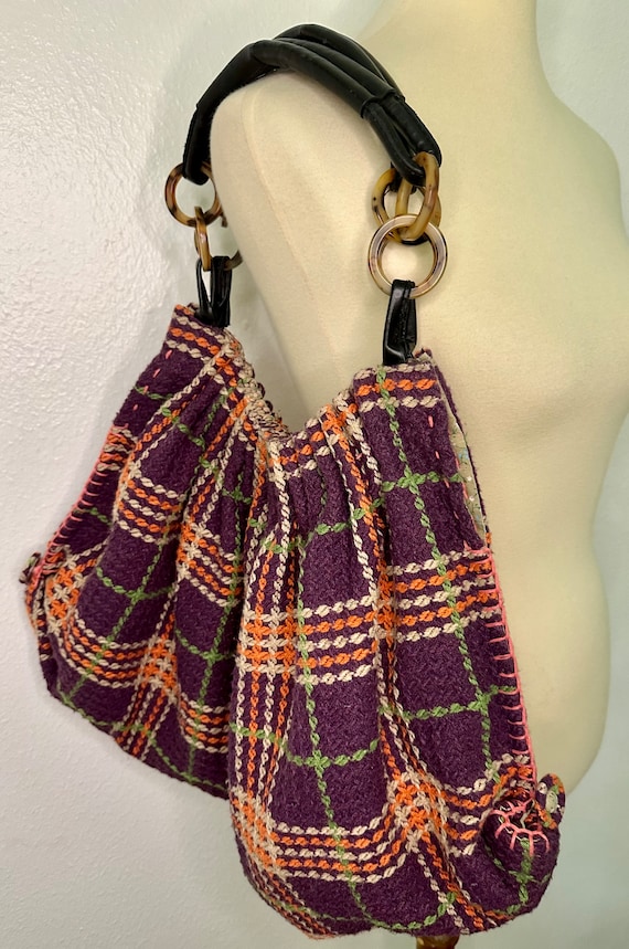 Vintage Y2K Avon Purple Plaid Tweed Handbag