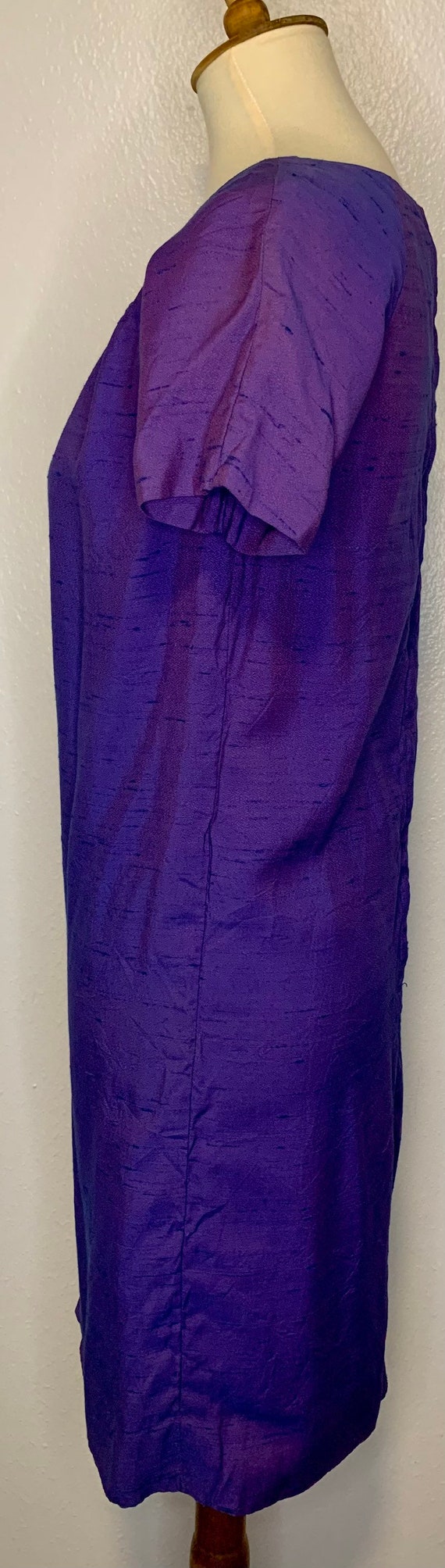 60s Purple Blue Mod Dupioni Mini House Dress - Gem