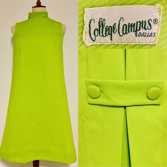 Vintage College Campus Lime Green Sleeveless Mod D