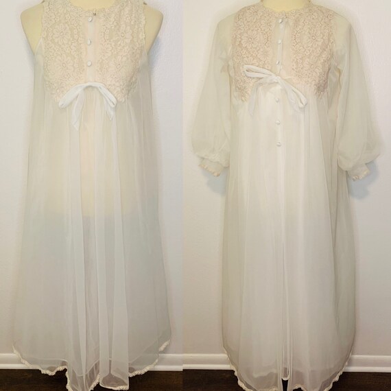 Gossard Artemis Sheer Nightgown and Robe Set Vintage - Gem