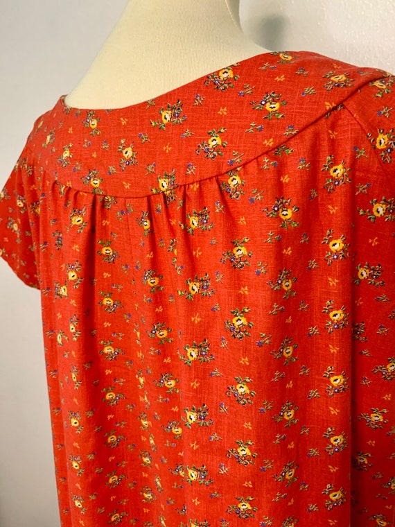 Vintage 70s Red Floral House Dress - image 7
