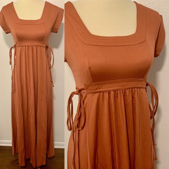 Vintage 70s Rosy Pink Dress with Side Ties - image 1