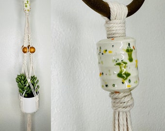 Speckled Macrame Plant Holder