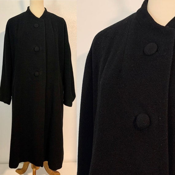 Vintage Black Cashmere Einiger Swing Coat