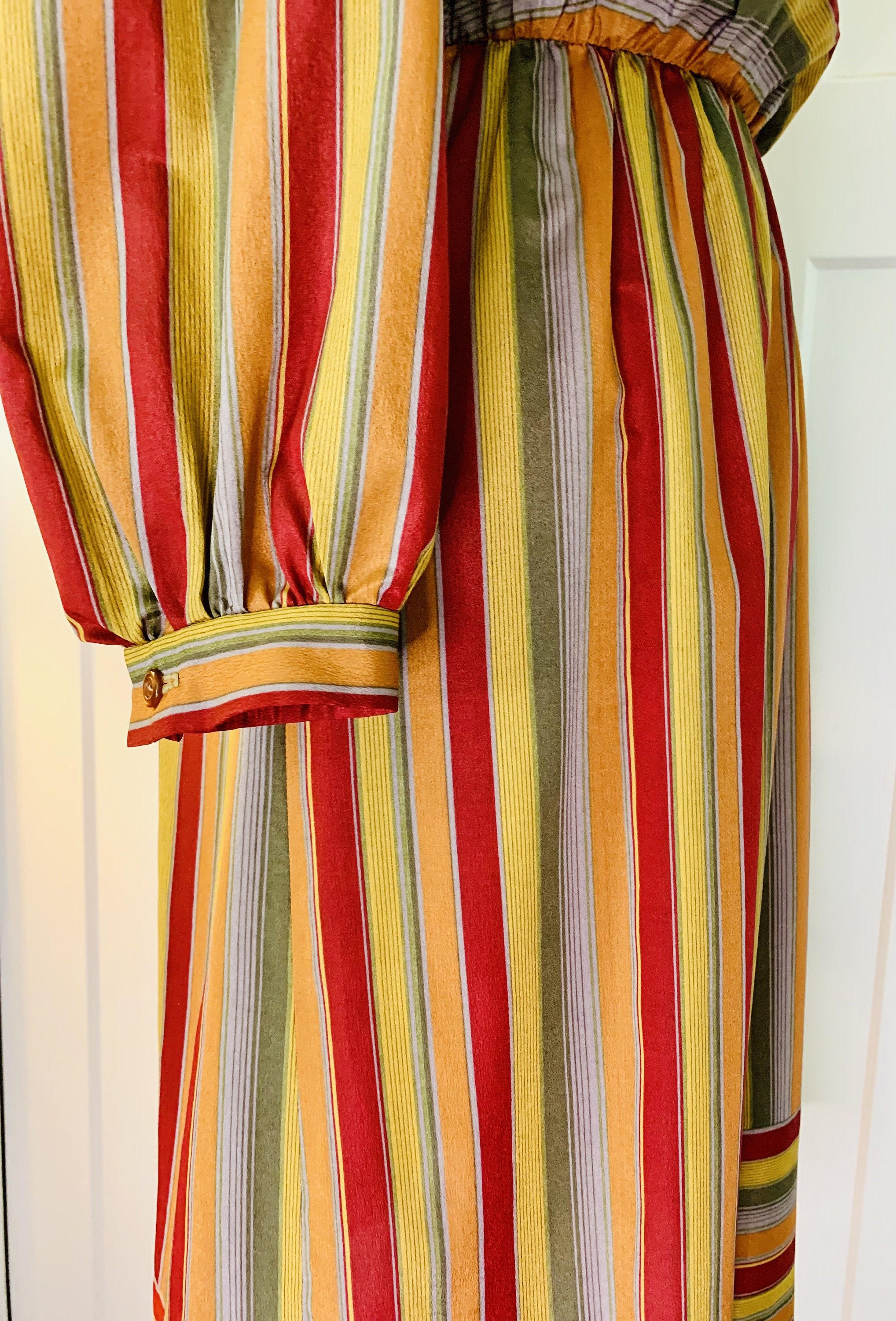 Vintage David Warren Silk Striped Dress with Elastic Waist | Etsy