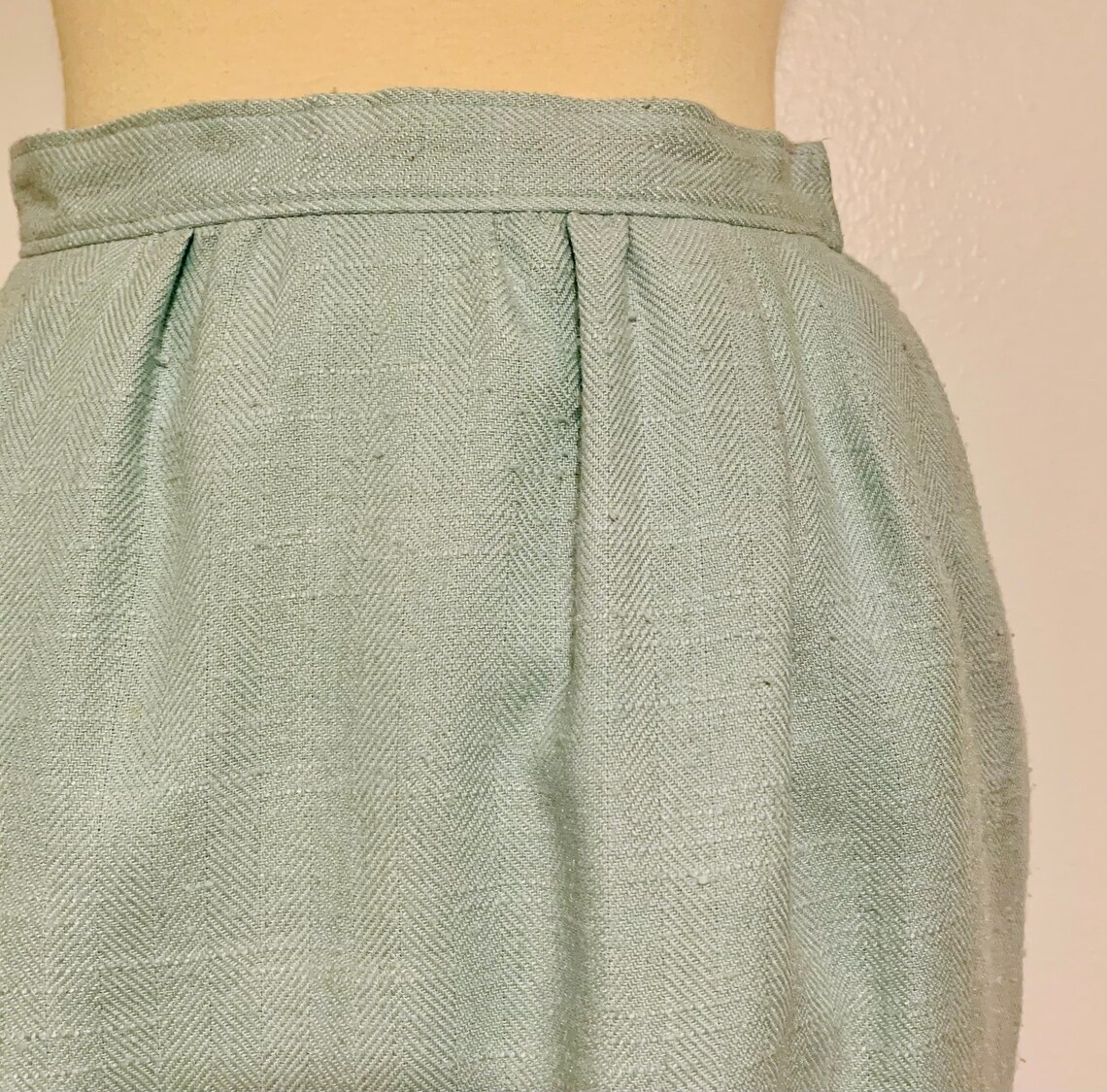 Vintage Handmade Baby Blue Pencil Skirt with Lace Trim Etsy