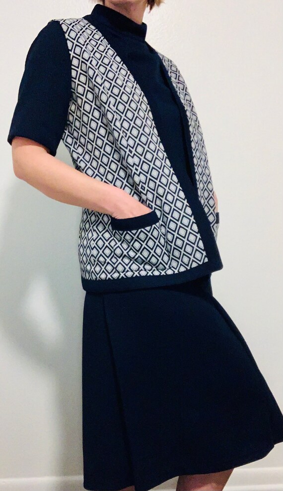 Vintage Navy Butte Knit 3 Piece Set Top Skirt and