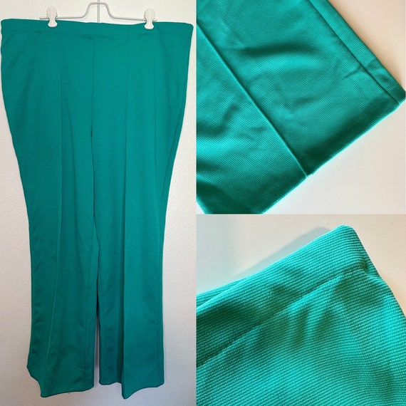 Vintage 70s Aqua Polyester Pants Slacks
