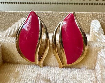 Pink and Gold Leaf Earrings