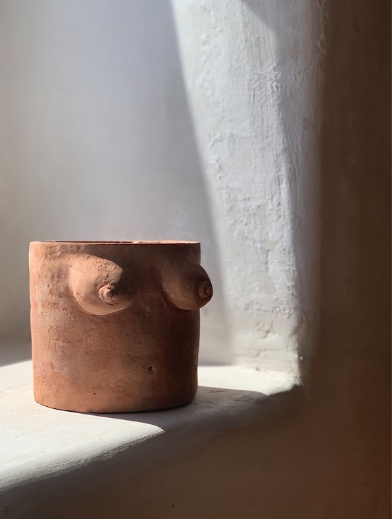 Planter Only Large Plaster Boobie Planter Terracotta