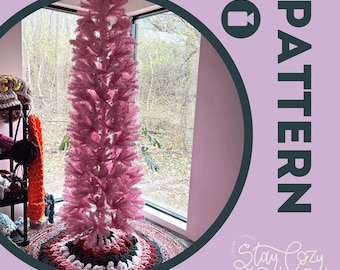 Tutorial e molde da saia para árvore de Natal da vovó | Fio de chenille | Crochê à mão | Vídeo + PDF