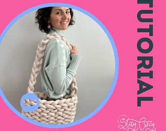 Tutorial e molde de bolsa | Tricô à mão | Fio de algodão | Vídeo + PDF