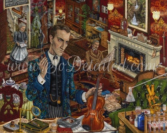 Sherlock Holmes painting stretched canvas 24"x 30"