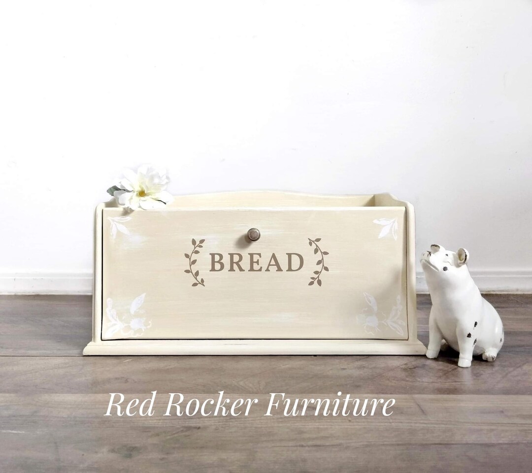 Antique Wooden Bread Box Yellow Farmhouse CHIC Storage Bin Etsy