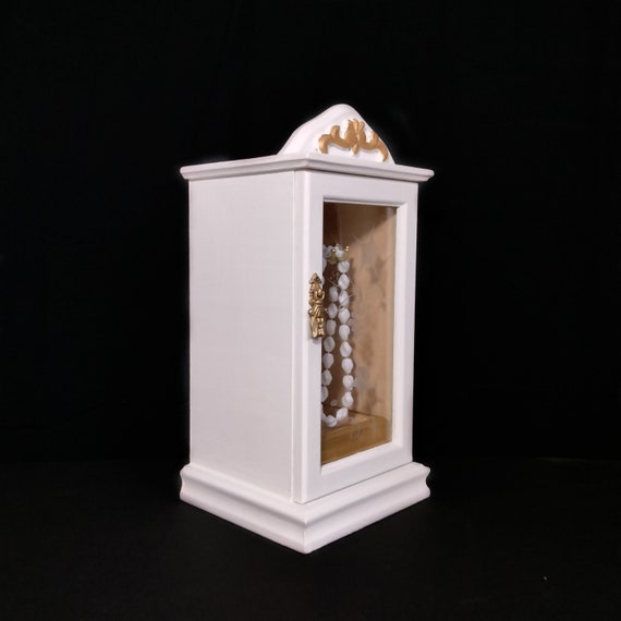 White Jewelry Box with Gold accents, Dresser Top Vint… Gem