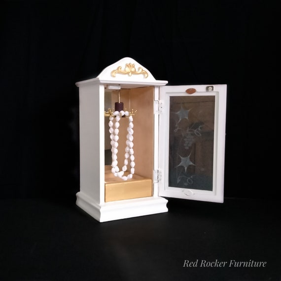 White Jewelry Box with Gold accents, Dresser Top … - image 1
