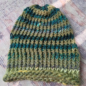 Handmade Beanie, Knit Hat - Sea Grass - slouchy beanie one of a kind, unique beanie