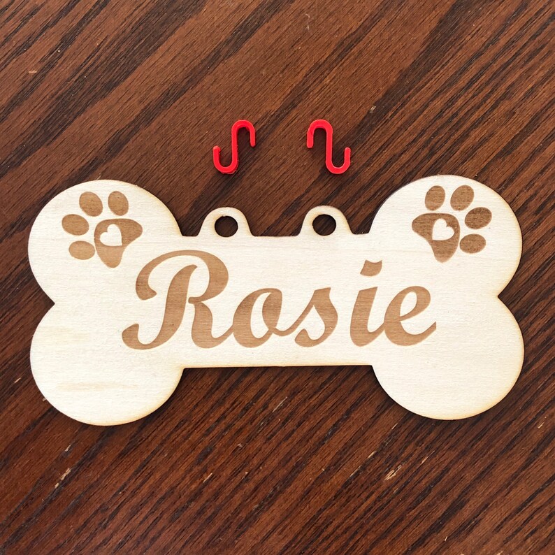Personalized Pet Crate Name Tag Dog Bone With Heart Paws Etsy