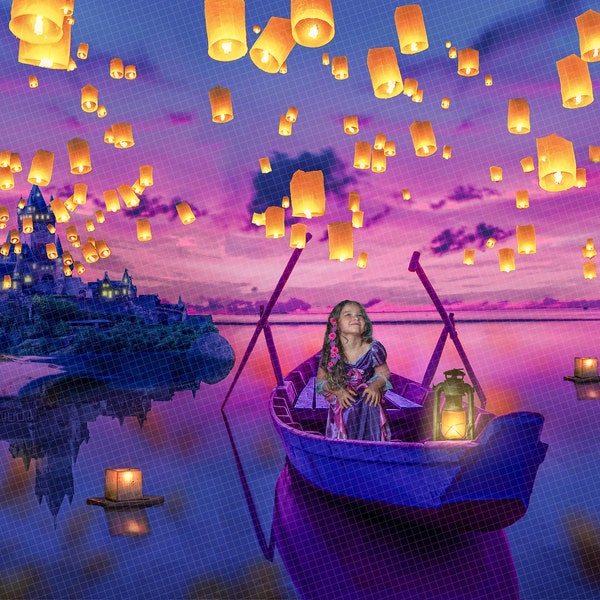 Princess Rapunzel Floating Lantern Backdrop- Princess Digital Backdrop - Rapunzel Digital - Rapunzel Digital Background - Princess Backdrop