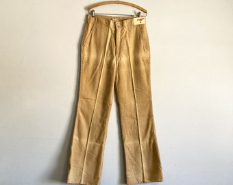 Vintage 70s 80s Stubbies Deadstock Brown Corduroy flare pants size 30 waist with stretch