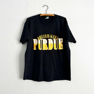 Vintage 80s 90s Perdue University Boilers T Shirt College Sports Basketball Size L