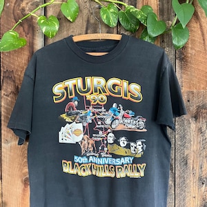 Vintage 90s 1990 Sturgis Motorcycle Rally T shirt size M to L