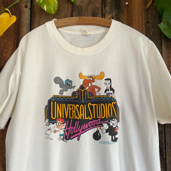 Vintage 90s Universal Studios T Shirt Rocky and Bullwinkle Single 