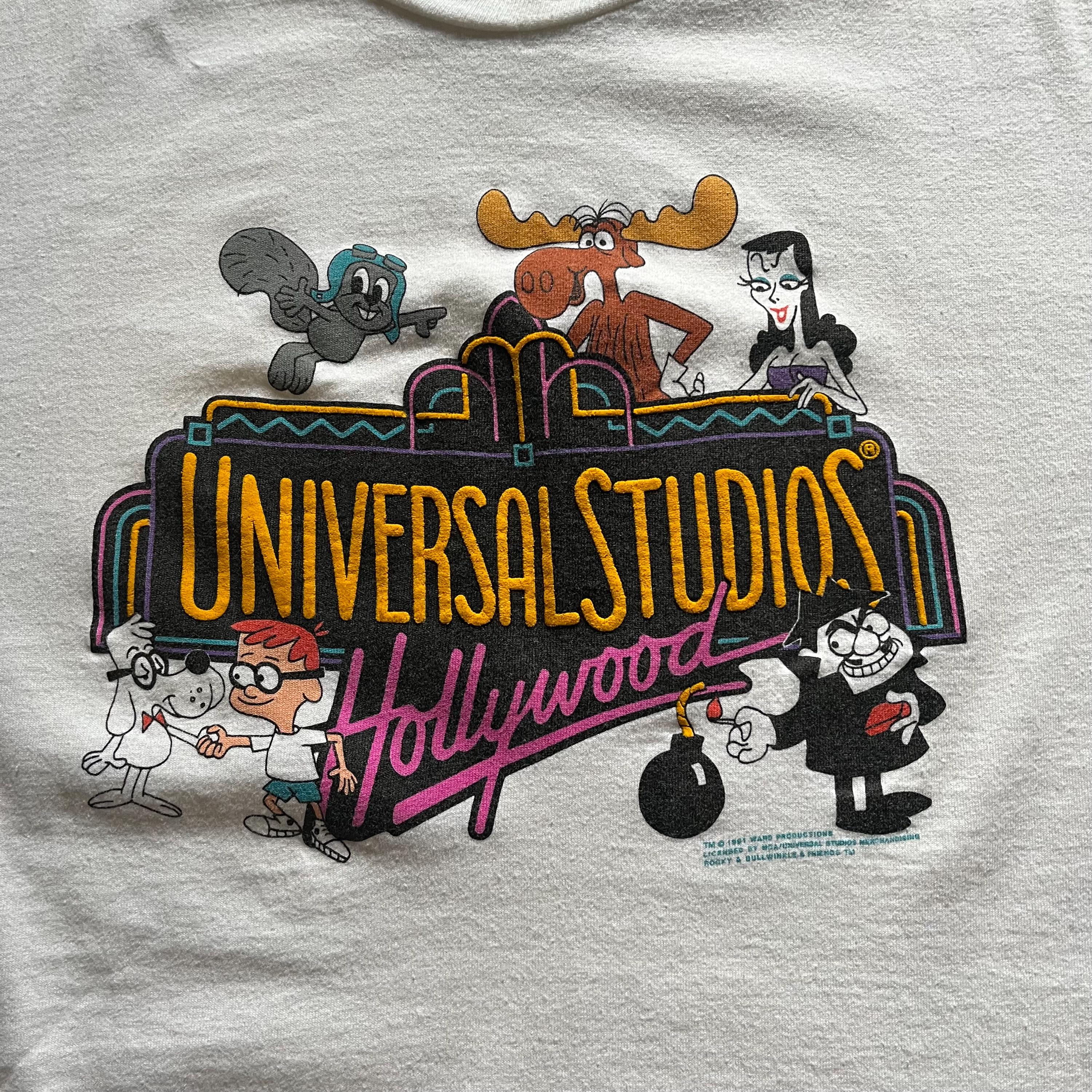 Vintage 90s Universal Studios T Shirt Rocky and Bullwinkle Single 
