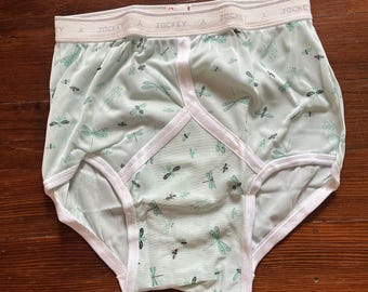 Vintage jaren 60 Jockey Y voorkant nieuwigheid print slip libelle leuk ondergoed maat 34