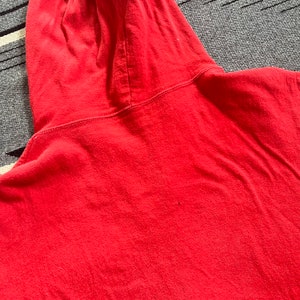 Vintage 60s 70s Thermal Lined Zip Up Red Hoody Hooded Sweatshirt distressed size L image 7