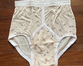 Vintage 60er Jahre Jockey Y Front Briefs Neuheit Druck Libelle Größe 34 Taille