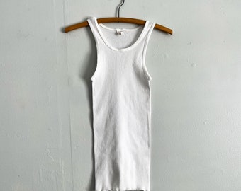 Vintage 70s Undershirt Ribbed All Cotton Tank Top Wife Beater Fruit of the Loom Size S