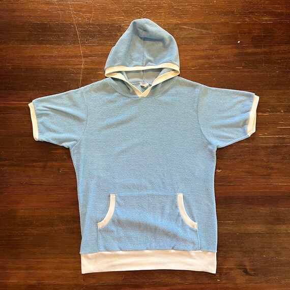 トップス 70s vintage fade sweat Vintage 70s Terry Cloth Beach Cloth Short Sleeve Hoodie Baby