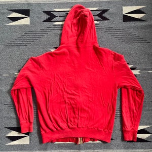 Vintage 60s 70s Thermal Lined Zip Up Red Hoody Hooded Sweatshirt distressed size L image 6