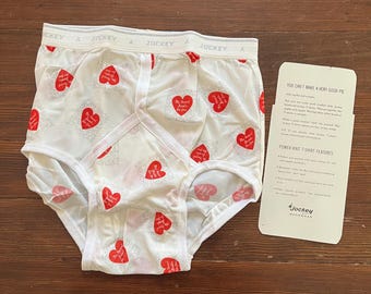 Vintage 60s Jockey Y Front Novelty Print Briefs Valentines Day Hearts Size 34
