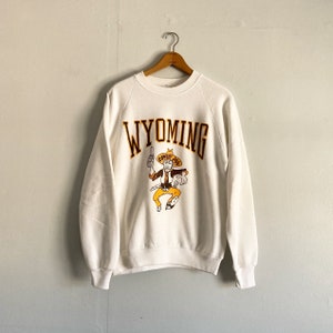 Vintage 80s Wyoming University Cowboy Joe Raglan Sleeve Sweatshirt