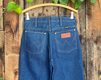 Vintage 70s Wrangler No Fault Jean Misses Full Fit MX695PW Dark