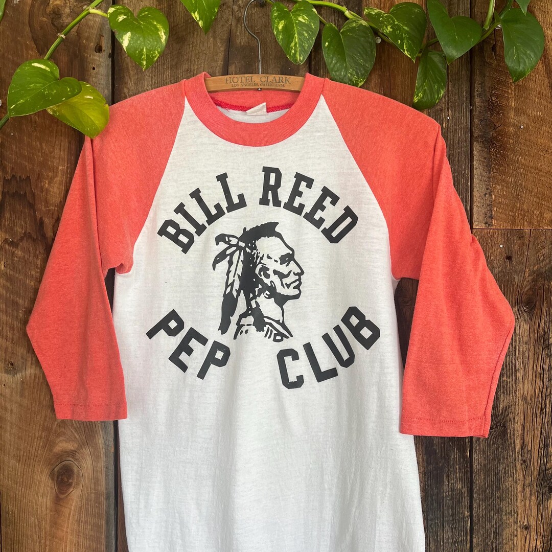 Vintage 80s Bill Reed School Warriors Pep Club Baseball T Shirt Indian ...