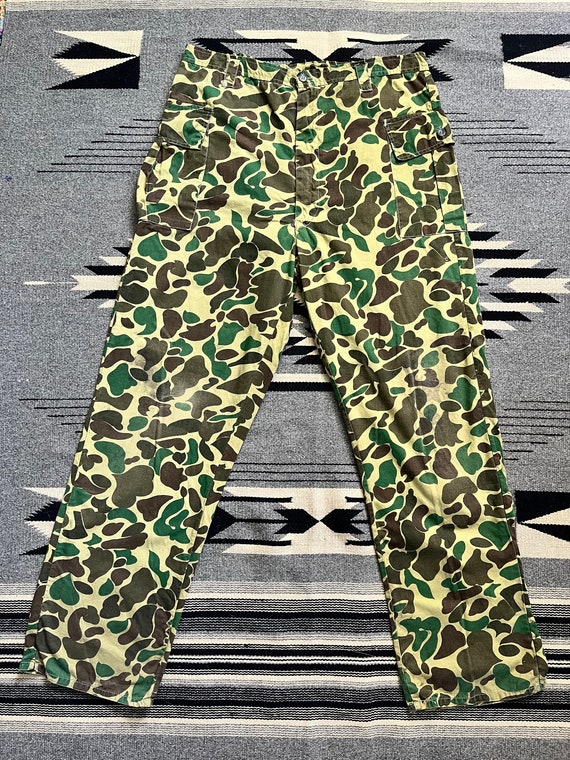 Vintage 70s 80s Frogskin Camo cargo side pocket pants… - Gem