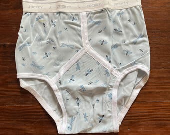 Calzoncillos estilo jockey vintage de los años 60 con estampado novedoso de libélula y parte delantera en Y, talla 34