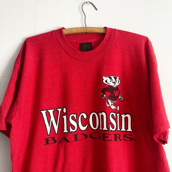 Camicia a righe vintage anni '90 dell'Università del Wisconsin Madison UW taglia XL